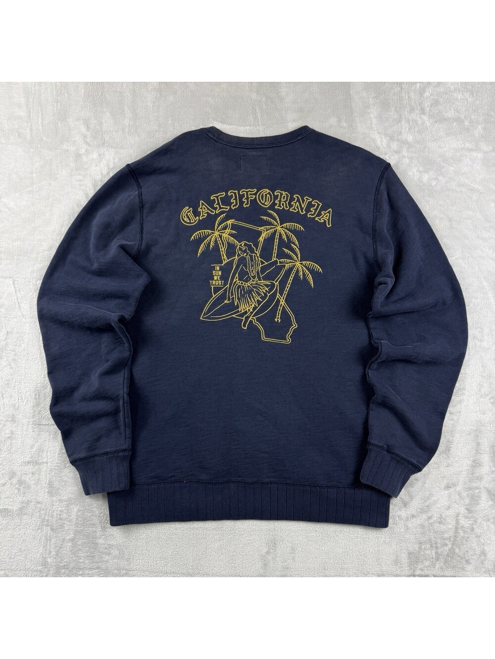 Lucky Brand Embroidered California In Sun We Trust Sweatshirt Washed Size M Surf